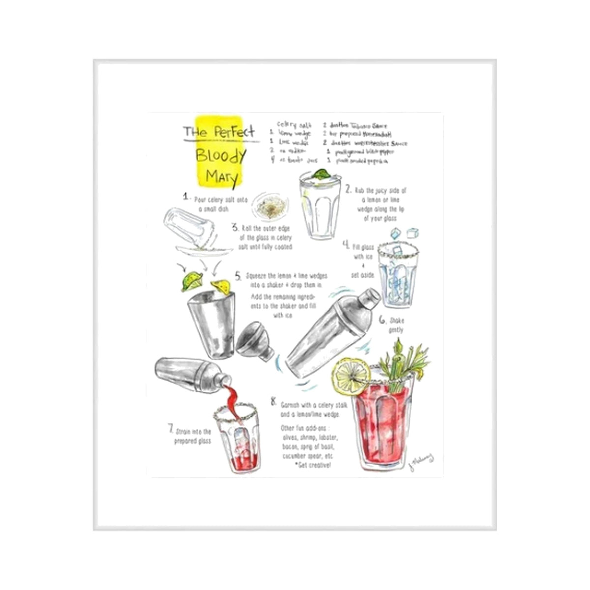 How to Make The Perfect Bloody Mary, framed art