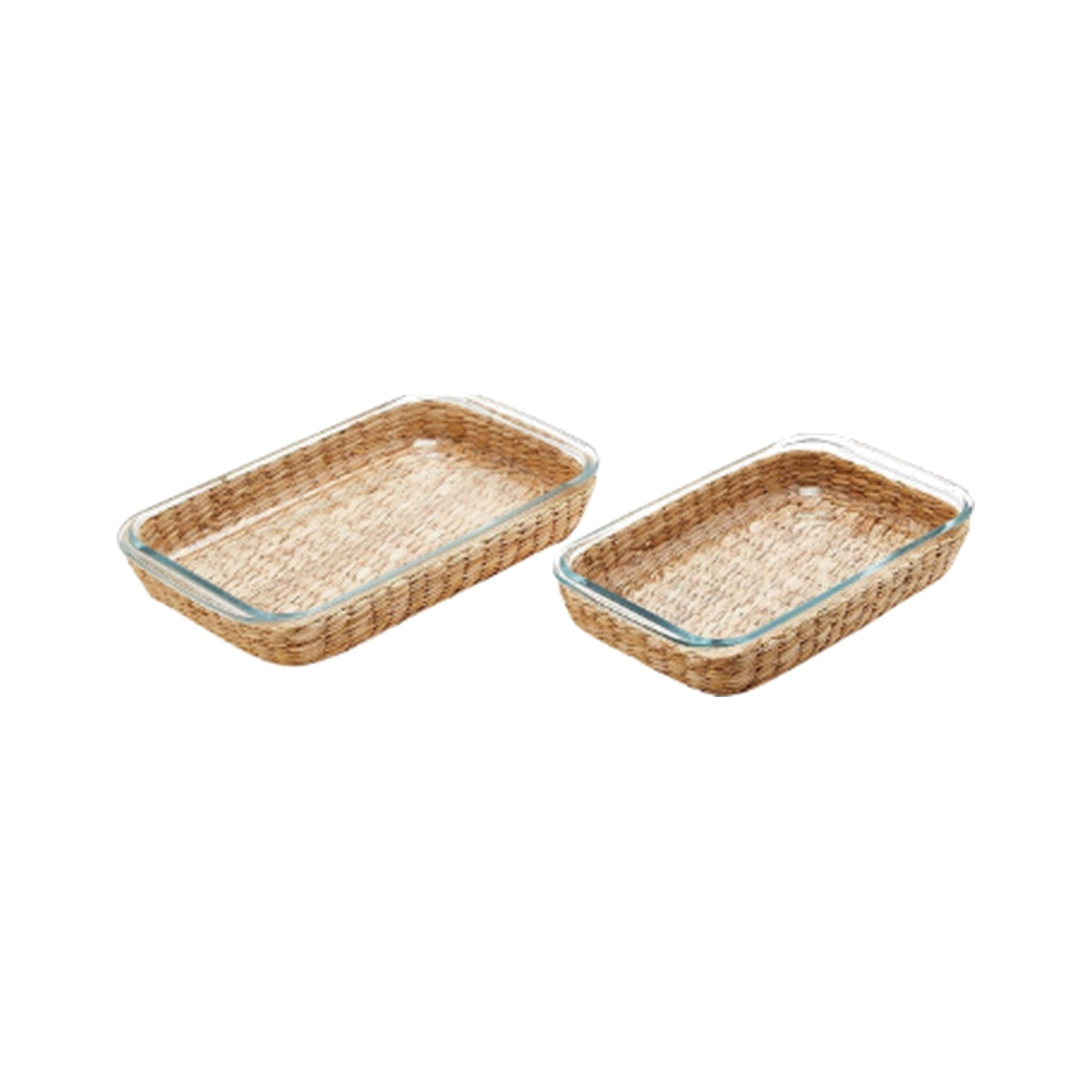 Set of 2, Borosilicate Glass Baking Dish, shown on a white background