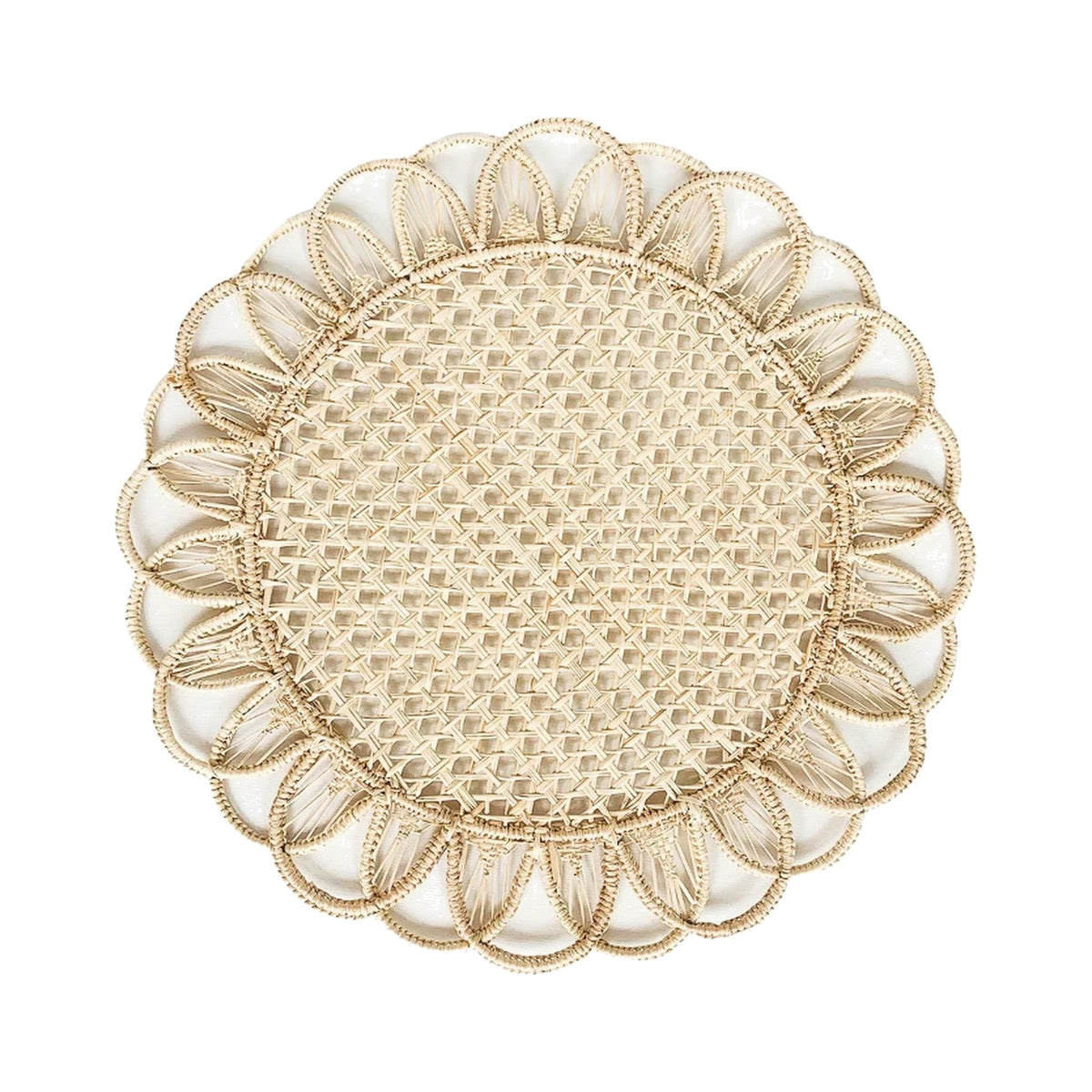 Handwoven Sunflower Iraca Placemat, shown on a white background