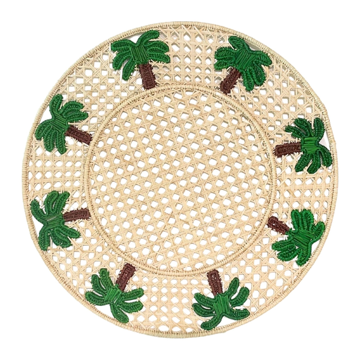 Handwoven Natural Palm Placemat, shown on a white background