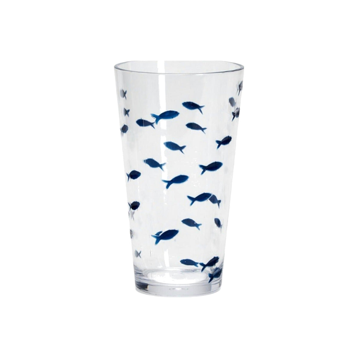 Single Blue Fish Acrylic Tall Drinking Glass, shown alone on a white background