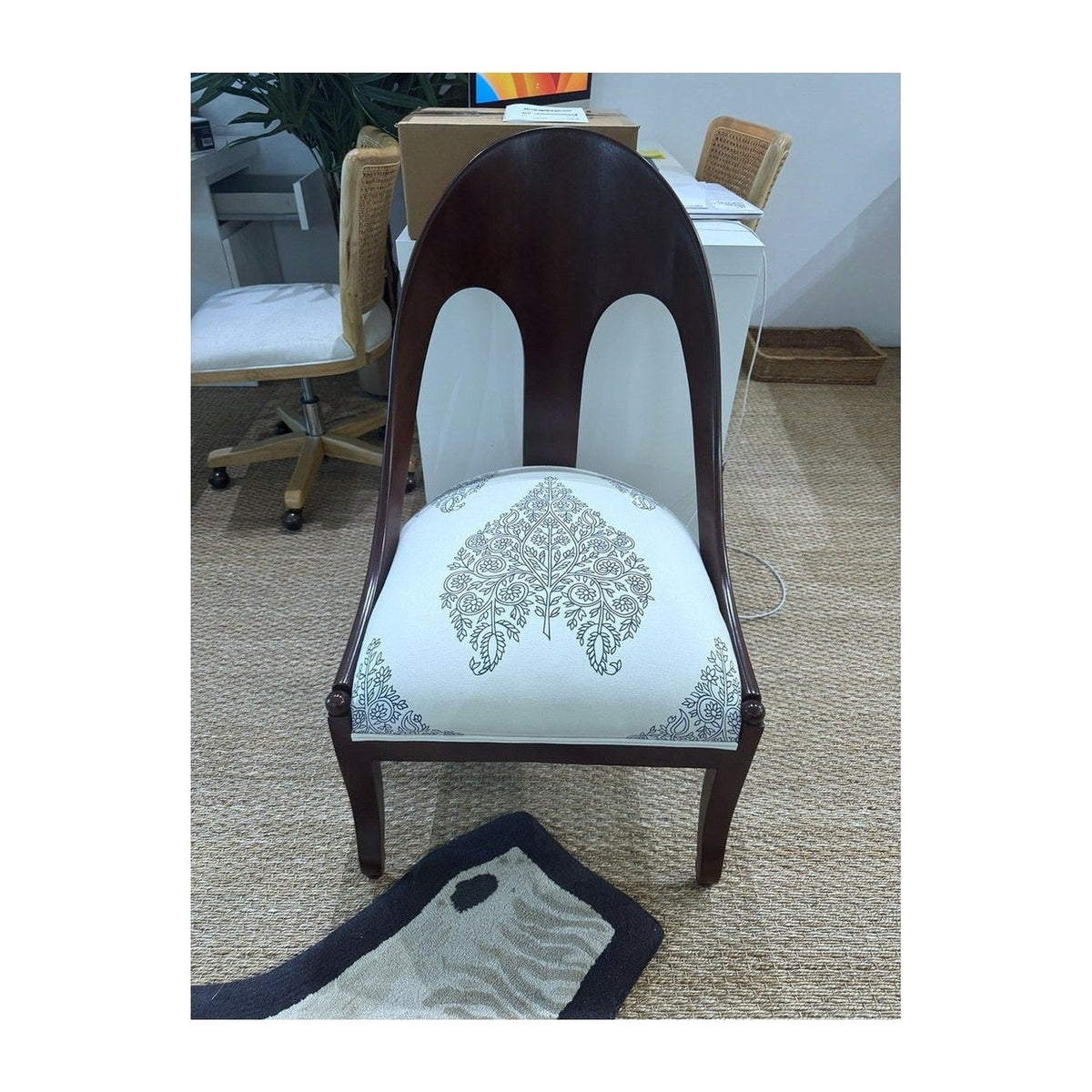 Vintage Michael Taylor Spoon Back Slipper Lounge Chair on a white background