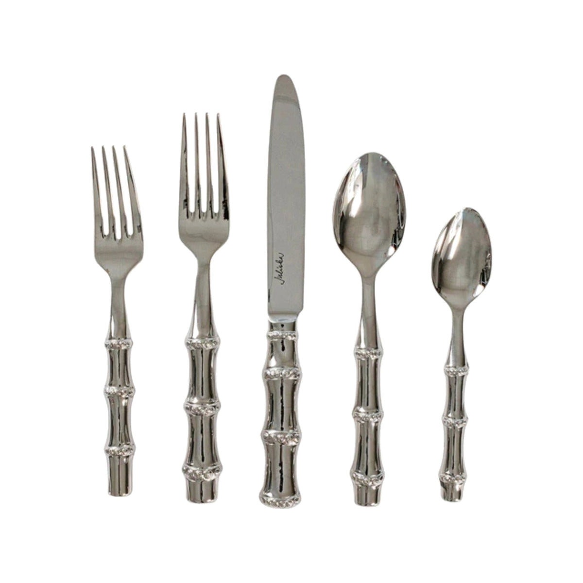 Bamboo 5-piece Polished Silverware, shown on a white background