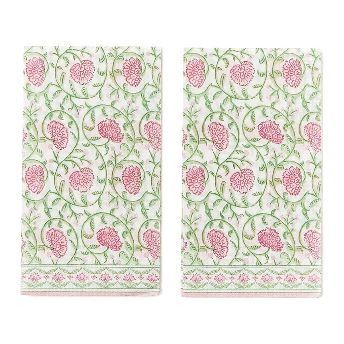Floral Block Print 3-Ply Paper Dinner Napkin / Guest Towel, shown on a white background