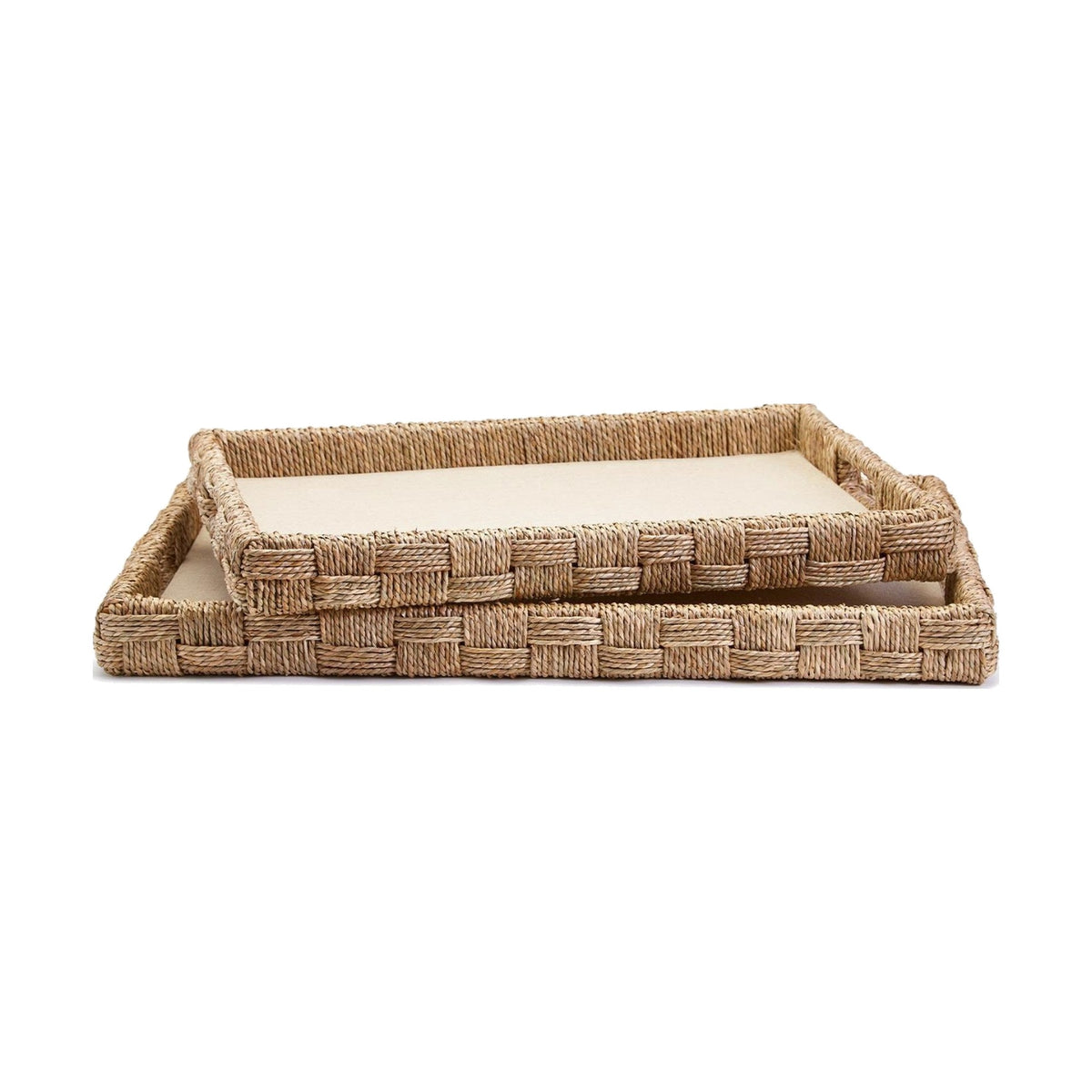 Sea Grass and Rattan Oversized Decorative Tray on a white background