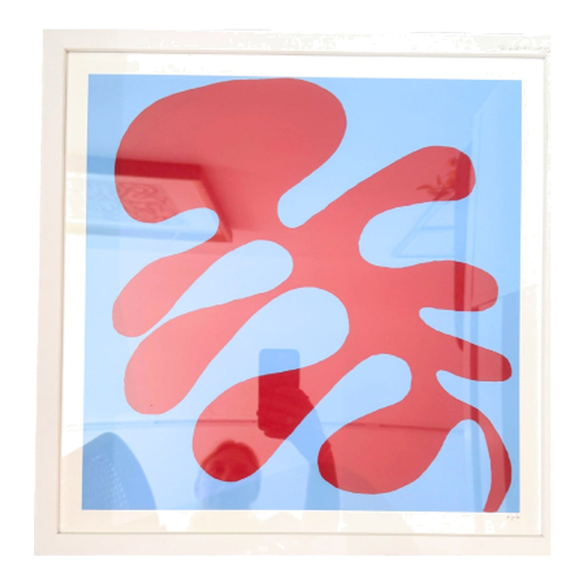 Blue & Red Palette, framed abstract artwork