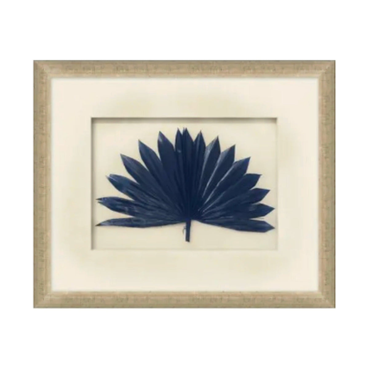 Navy Palm Fronds, framed botanical art