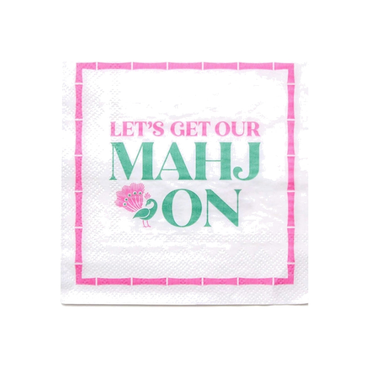Let's Mahj On 3-Ply Paper Cocktail Napkin, shown on a white background