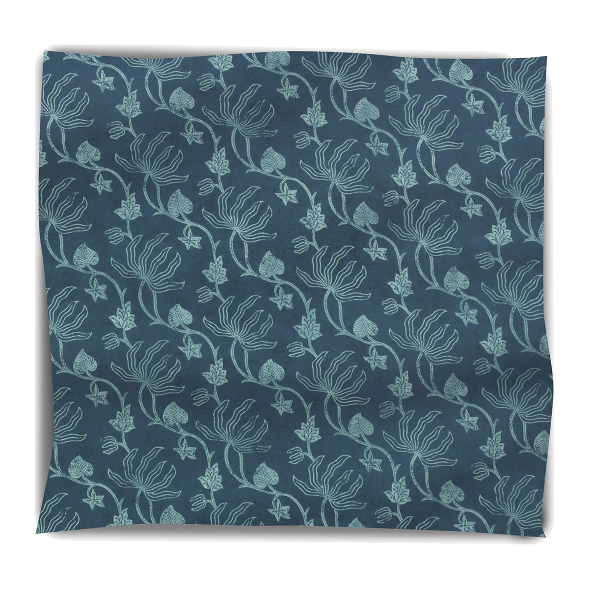 Orchid Vine Fabric in Atlantic on a white background