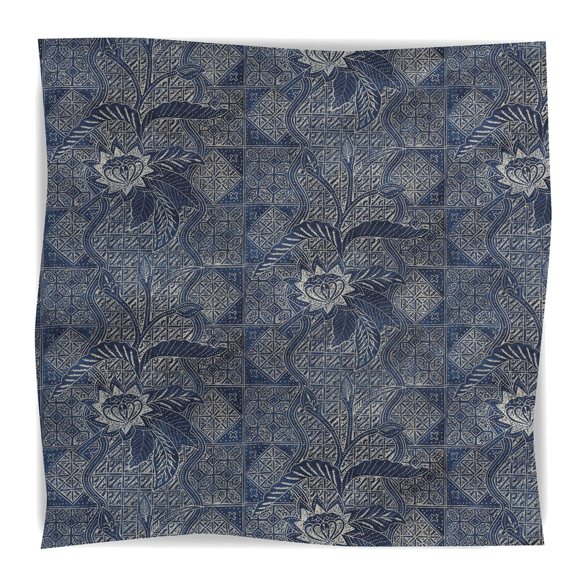 Calypso Batik Fabric in Indigo on a white background