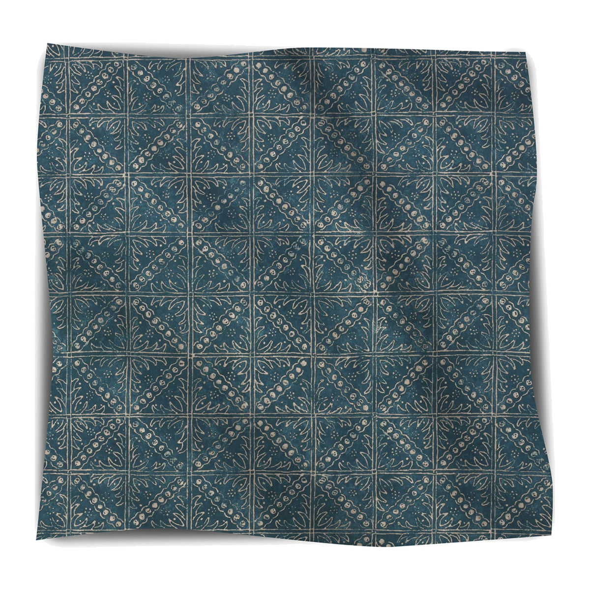 Garden Path Fabric in Indigo on a white background