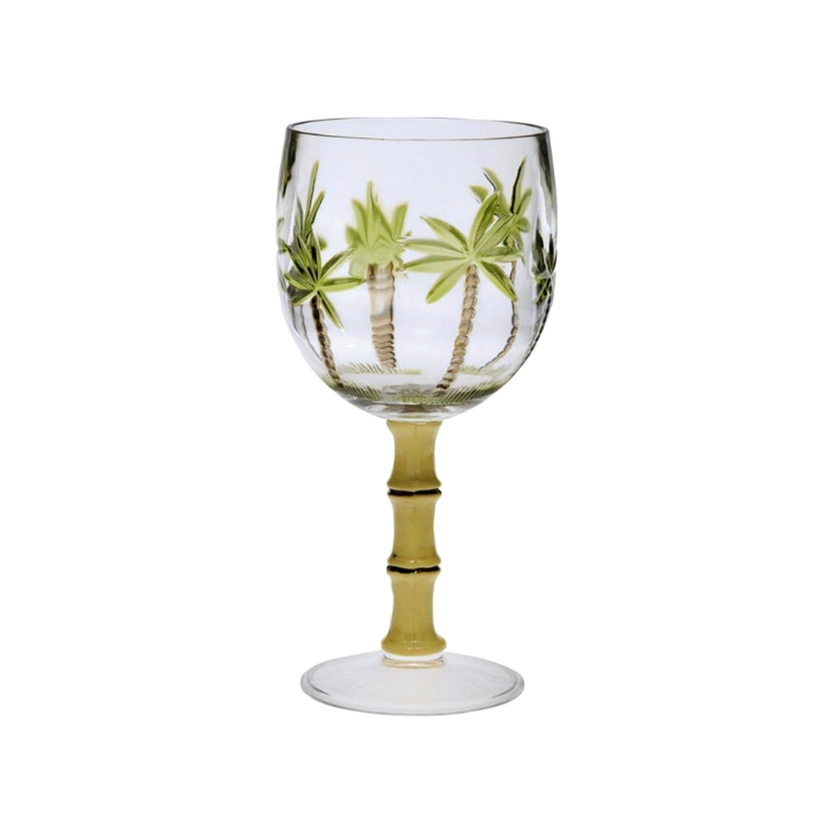 Single Tropical Palm Acrylic Wine Glass, shown alone on a white background