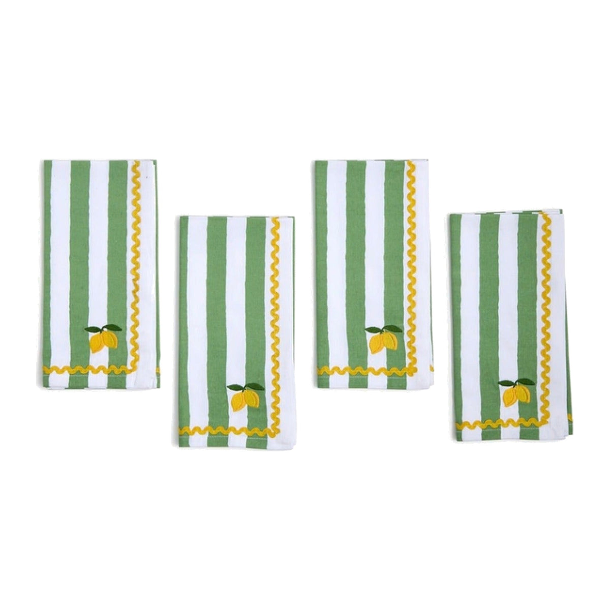 Set of 4, Lemon Grove Embroidered Cloth Dinner Napkin, shown on a white background