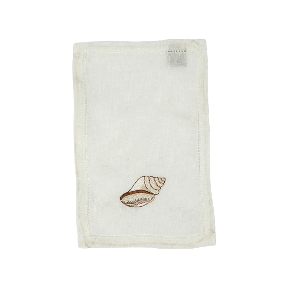 Conch Shell Embroidered on Cocktail Napkin, Set of 4, shown on a white background