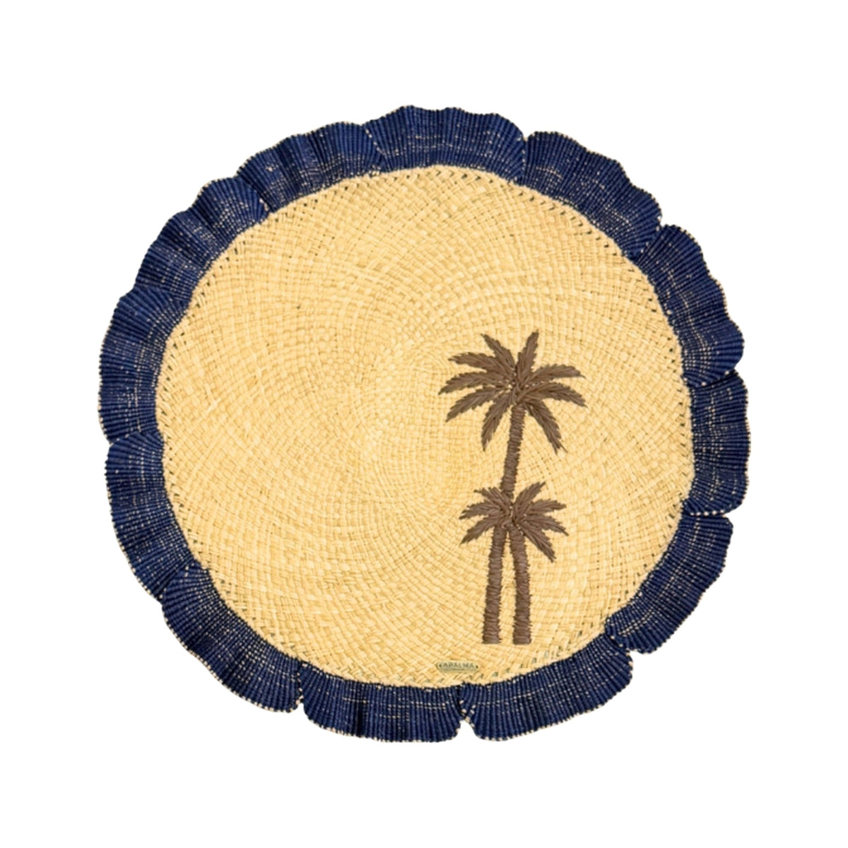 Navy Wave Palms Placemat, shown on a white background