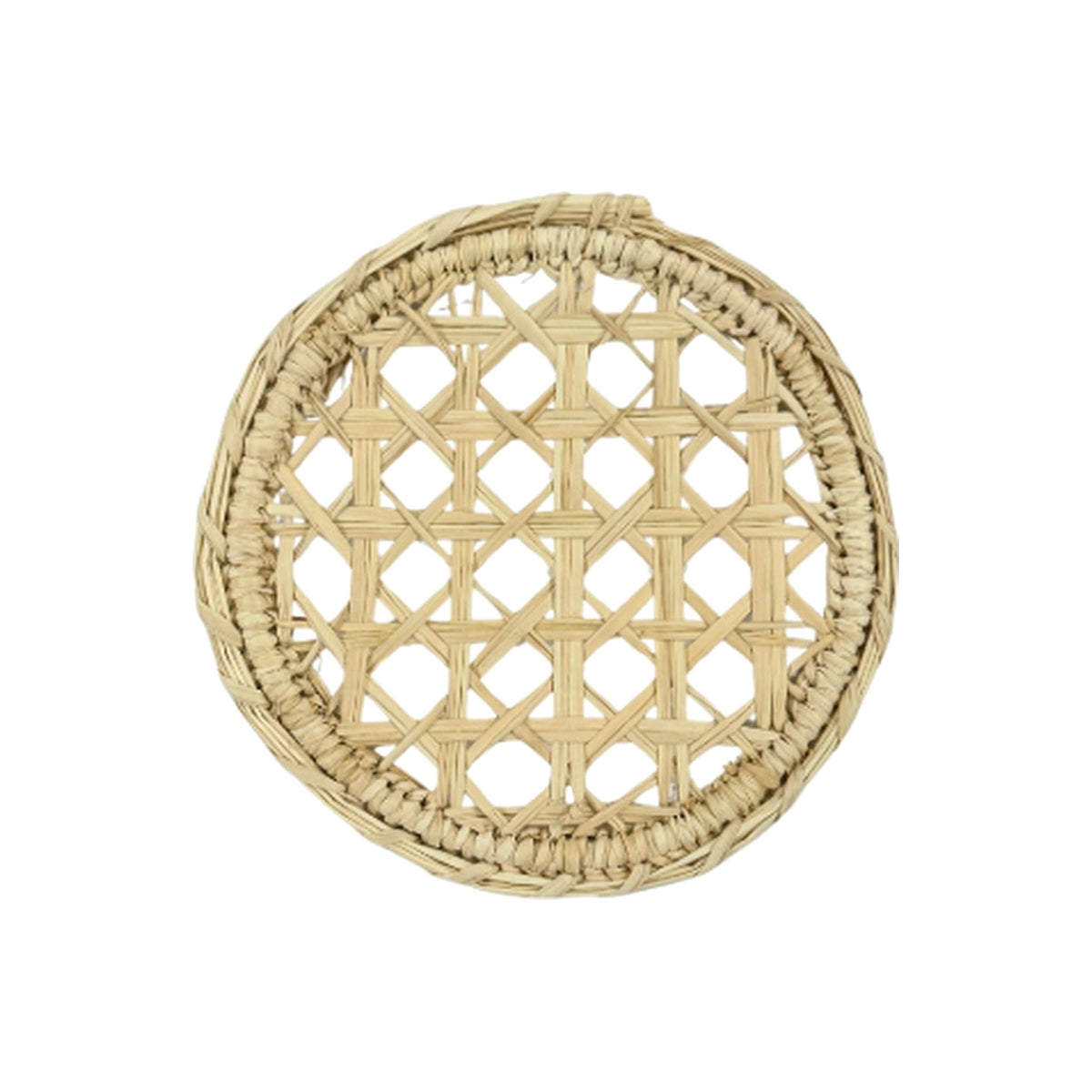 Set of 4, Natural Cane Coasters, shown on a white background