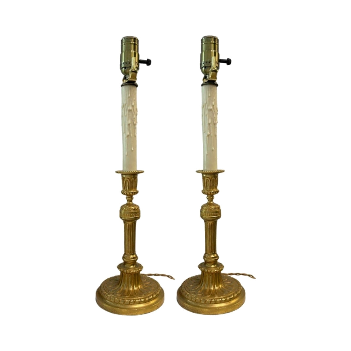 A Pair, 18k Gold Lamps on white