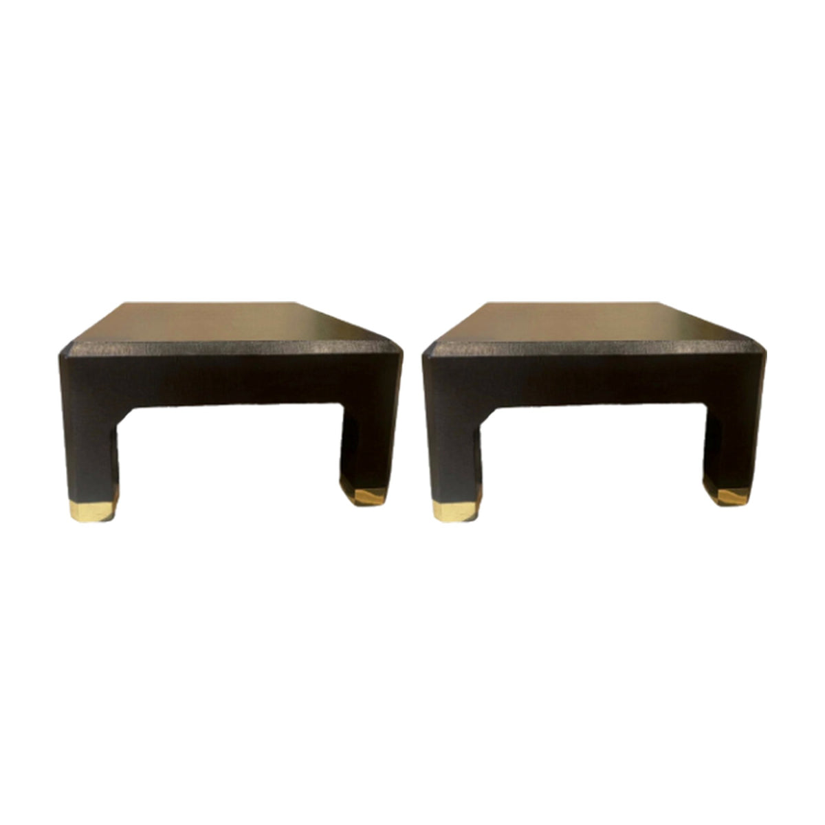 A Pair, Ernest C. Masi Linen Wrapped Tables on a white background
