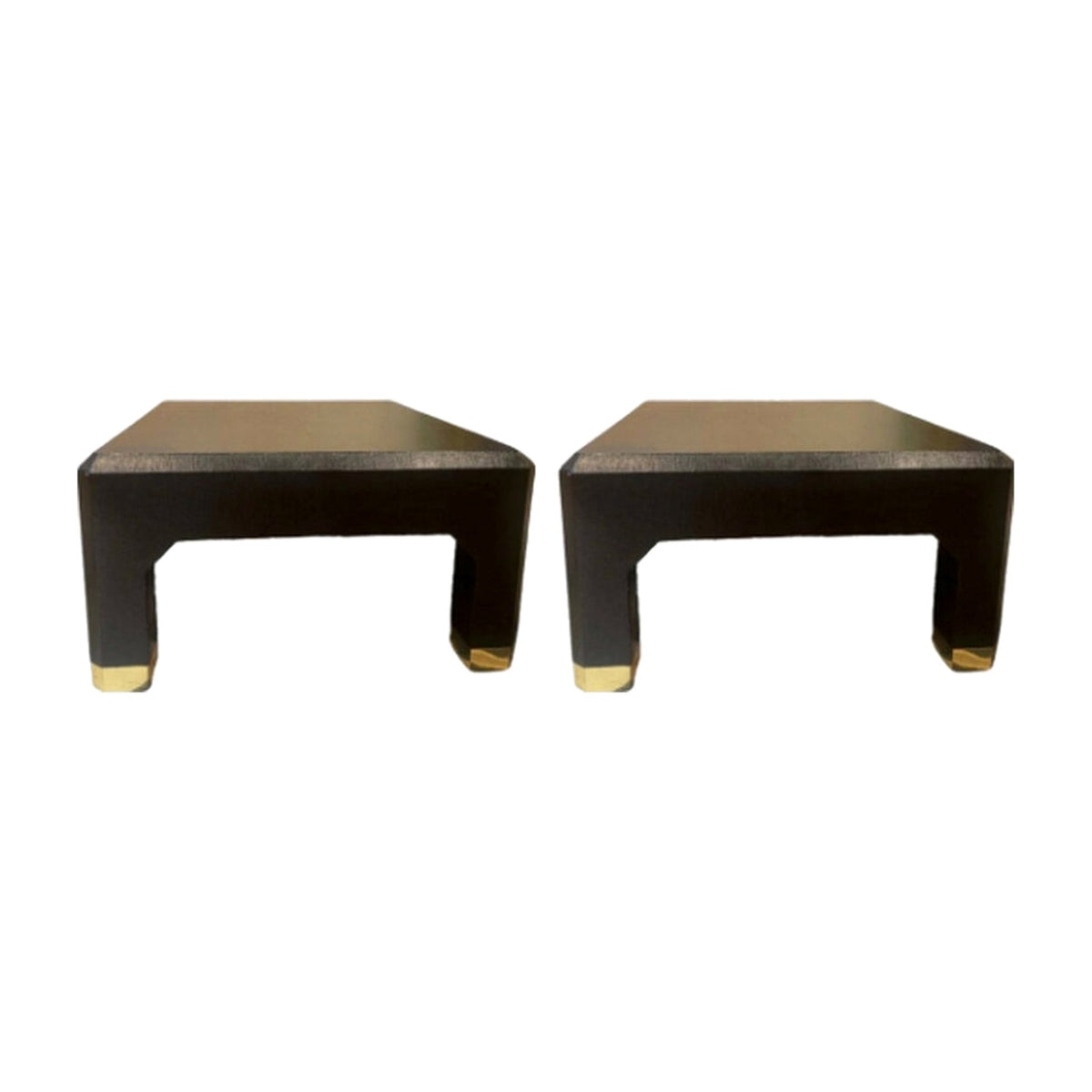 A Pair, Ernest C. Masi Linen Wrapped Tables on a white background