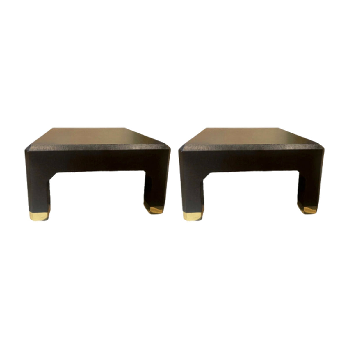 A Pair, Ernest C. Masi Linen Wrapped Tables on a white background