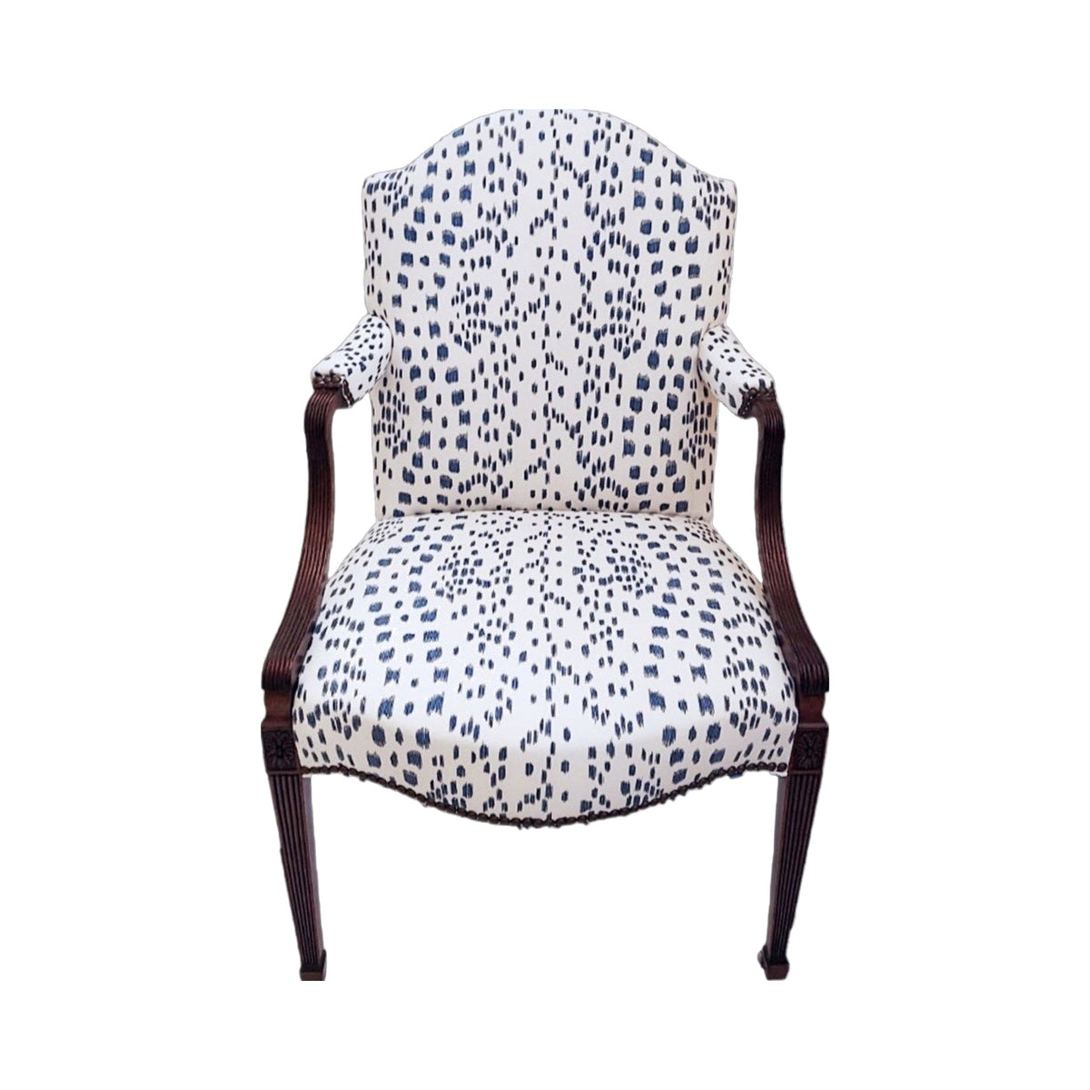 A Pair, George III Mahogany Open Armchairs on a white background