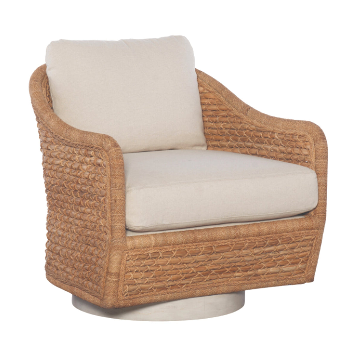 Pompano Swivel Lounge Chair - Natural/Flax on a white background