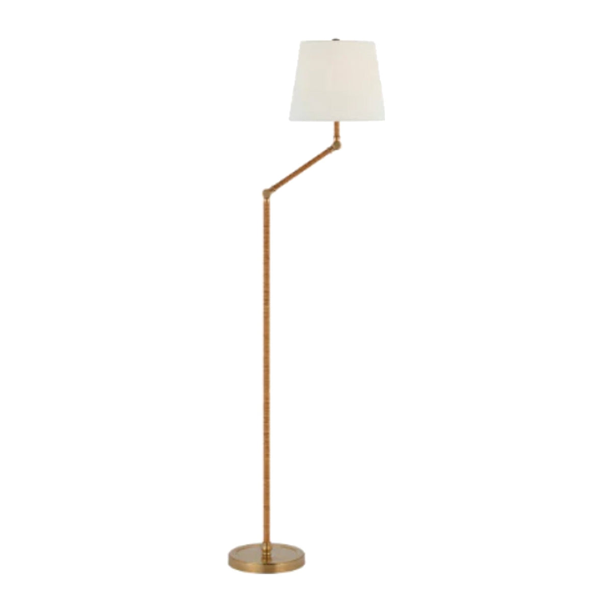 Rattan and Brass Floor Lamp on white