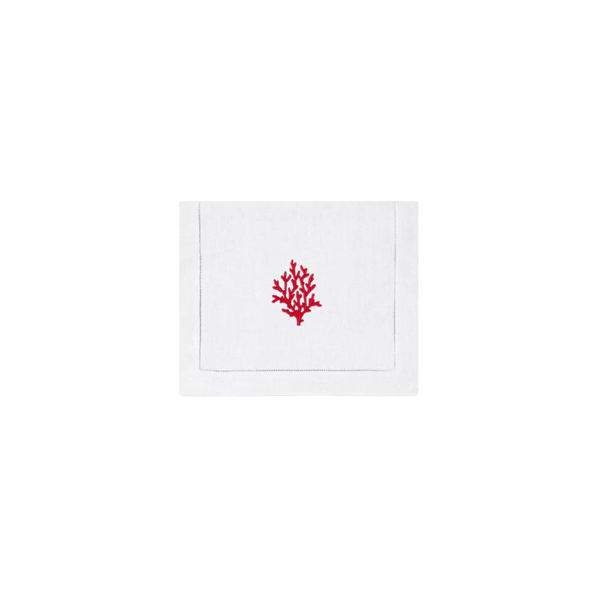 Red Coral Branch Cocktail Napkins, Set of 4, shown on a white background