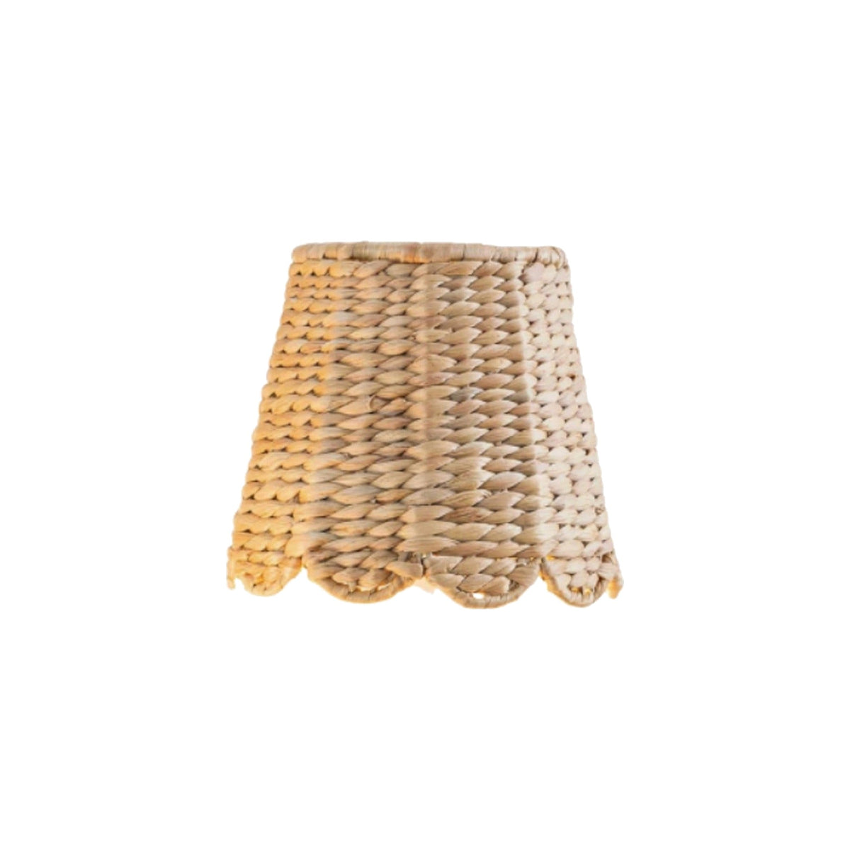 Scalloped Water Hyacinth Woven Lampshade on white