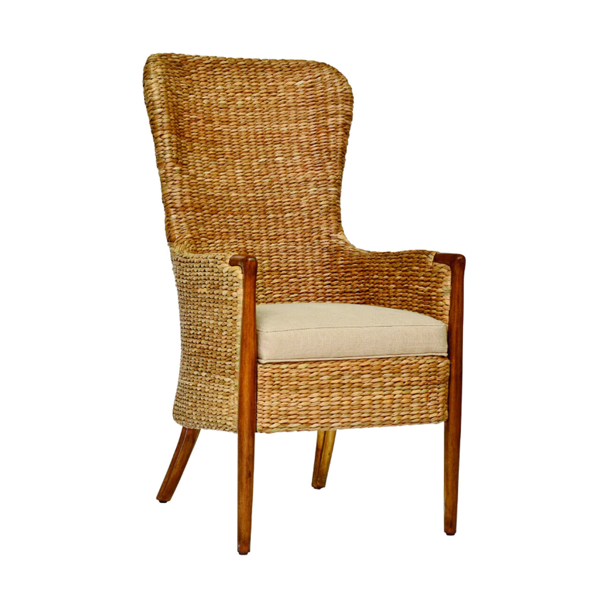Seagrass Dining Chair-Flax on a white background