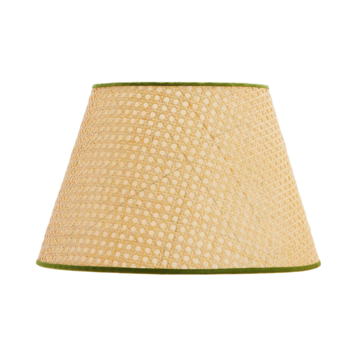Cane Empire Lampshade with Green Trim on white