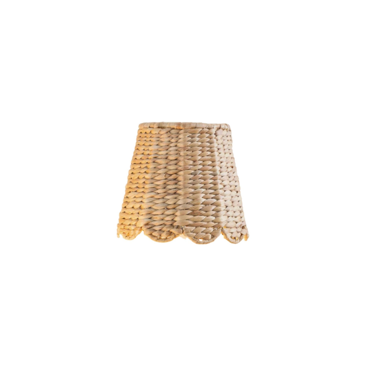Scalloped Water Hyacinth Woven Lampshade on white