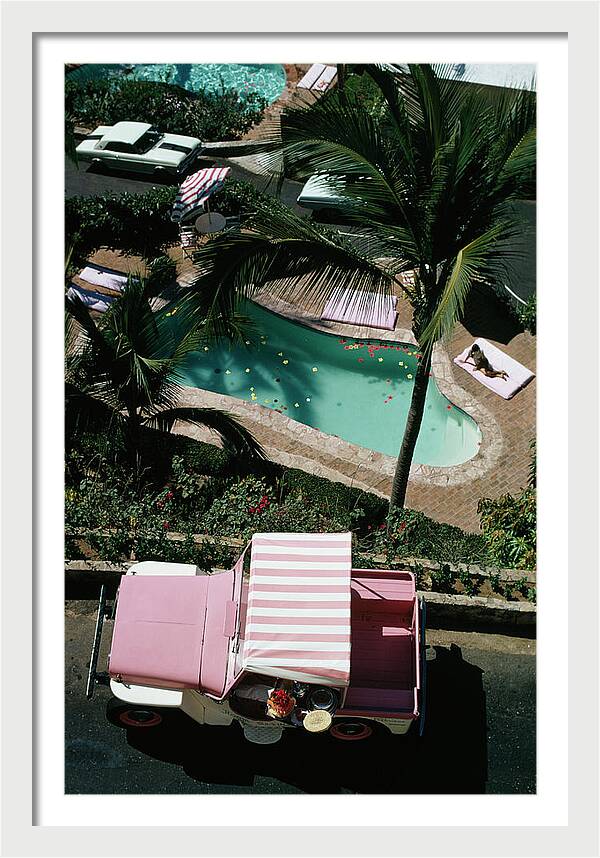 Las Brisas #1 by Slim Aarons, 13" x 20", white frame and white mat