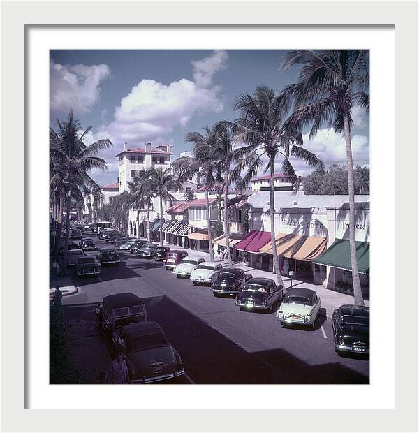 Palm Beach Street by Slim Aarons, 11.5" x 12", white frame and white mat
