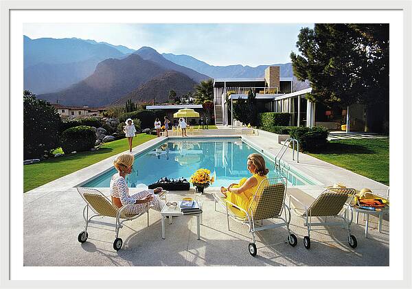 Poolside Glamour by Slim Aarons, 36" x 24", white frame and white mat