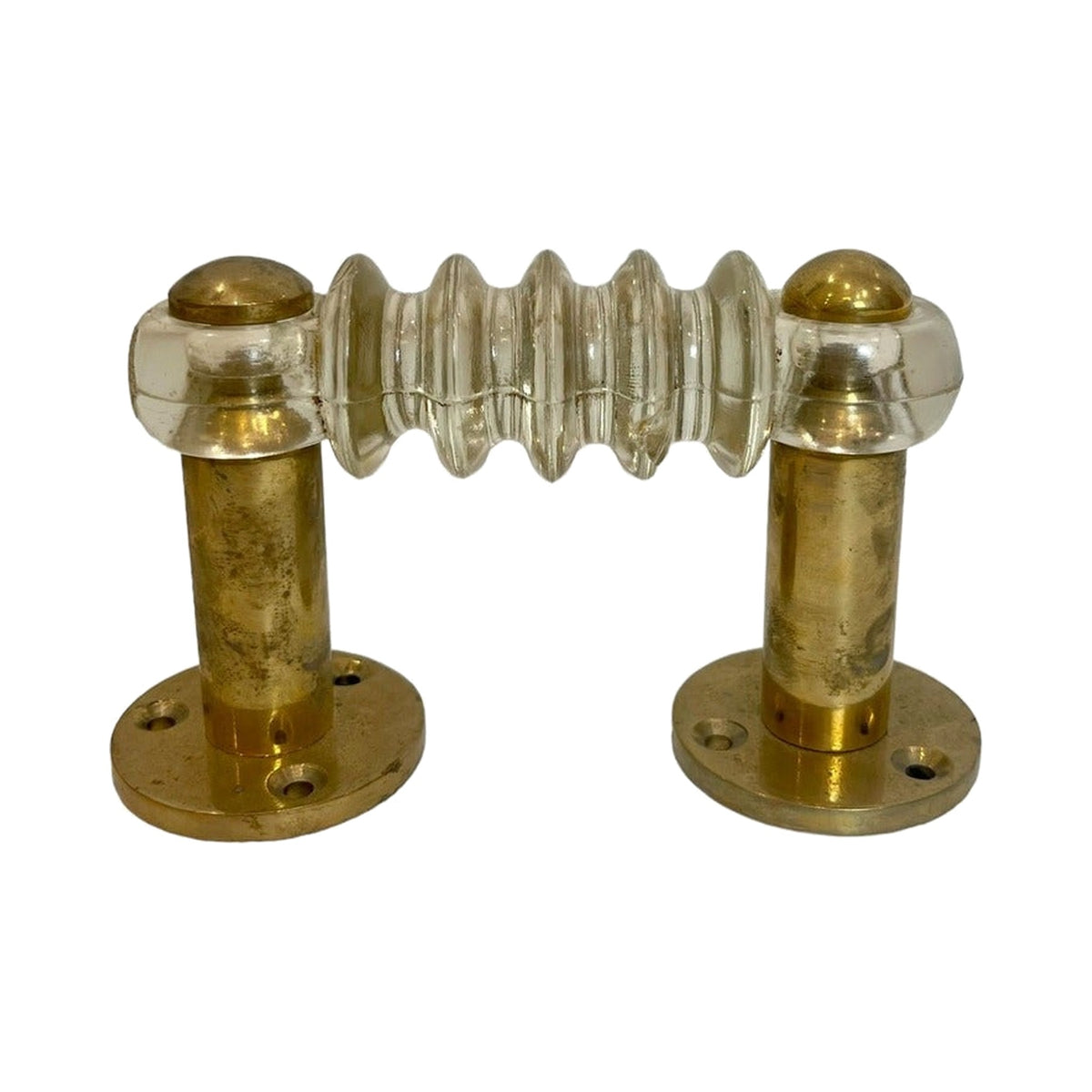 Small Antique Chrome & Glass Pull on white