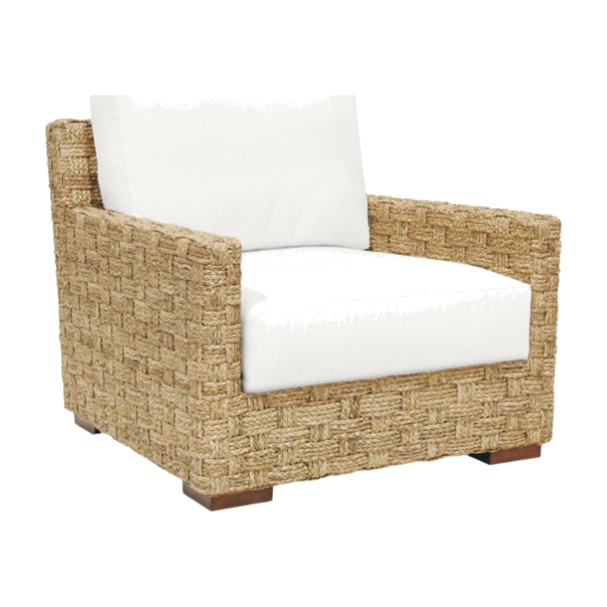 Spa Seagrass Lounge Chair with Upholstered Seat Cushions on a white background