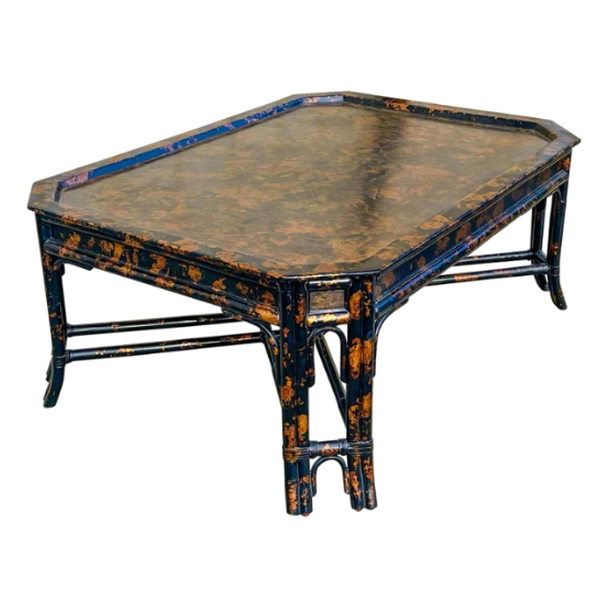 Maitland Smith Large Faux Tortoise Tray Table on a white background