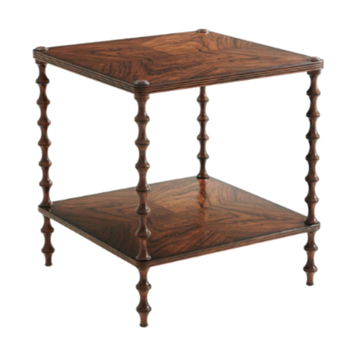 Walnut Bobbin British Colonial Side Table on a white background