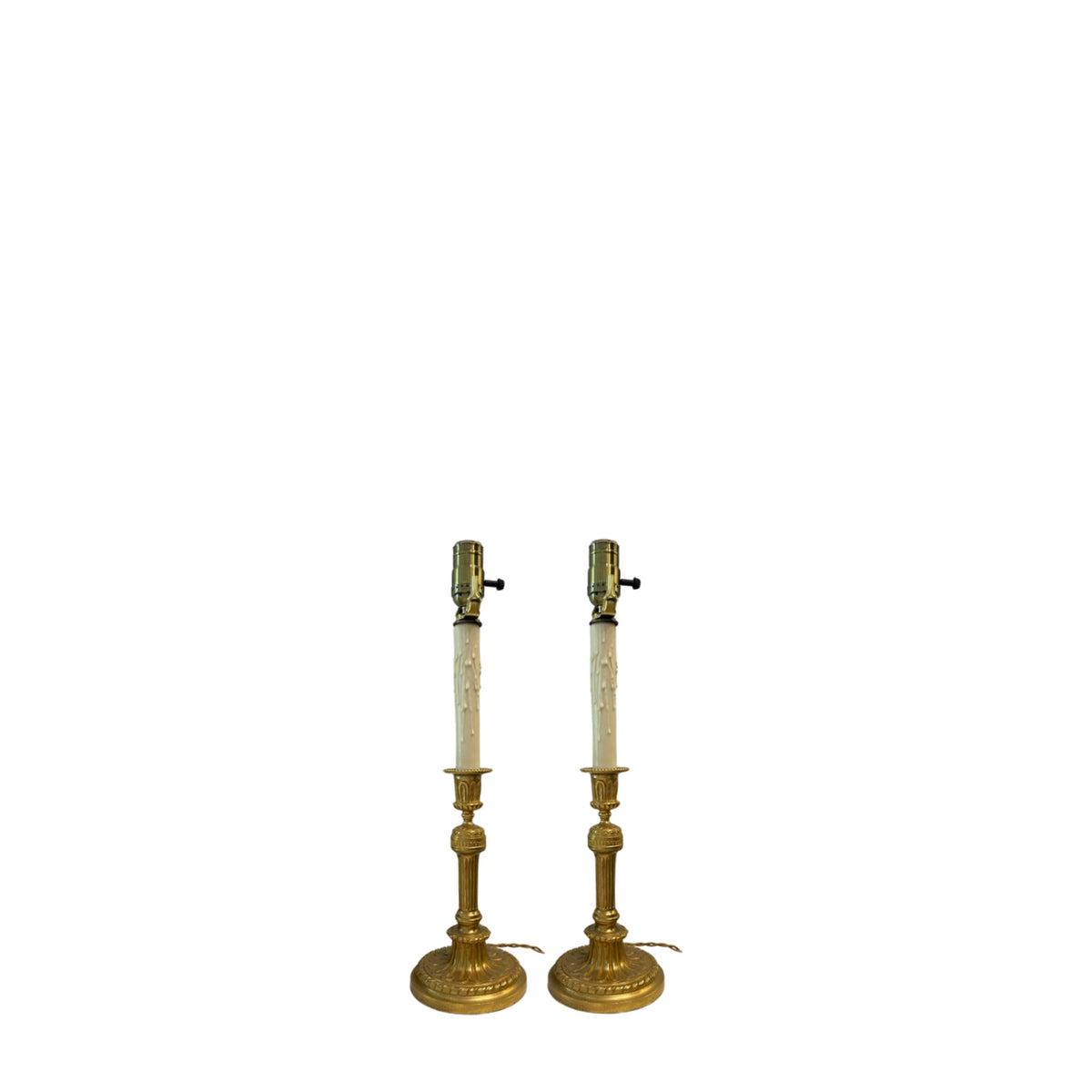 A Pair, 18k Gold Lamps on white