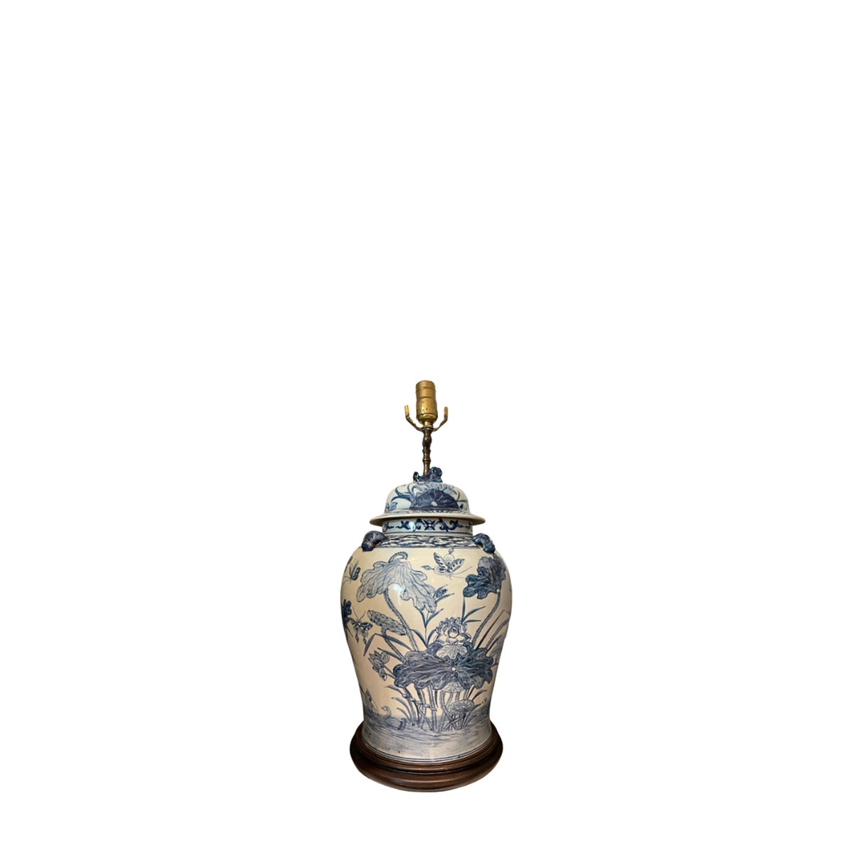 Large Blue & White Ginger Jar Lamp on white