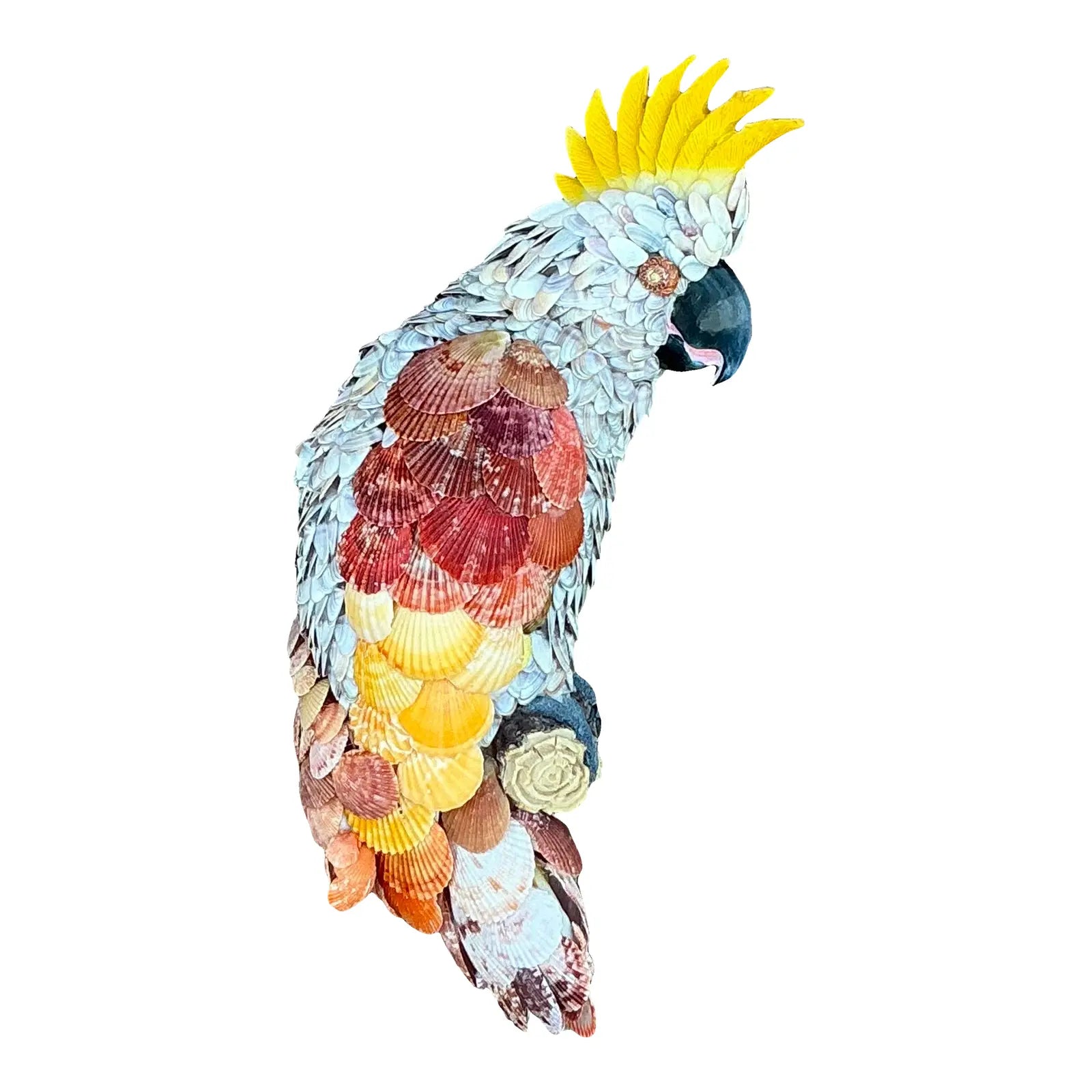 Vintage Coastal Shell Encrusted Cockatoo