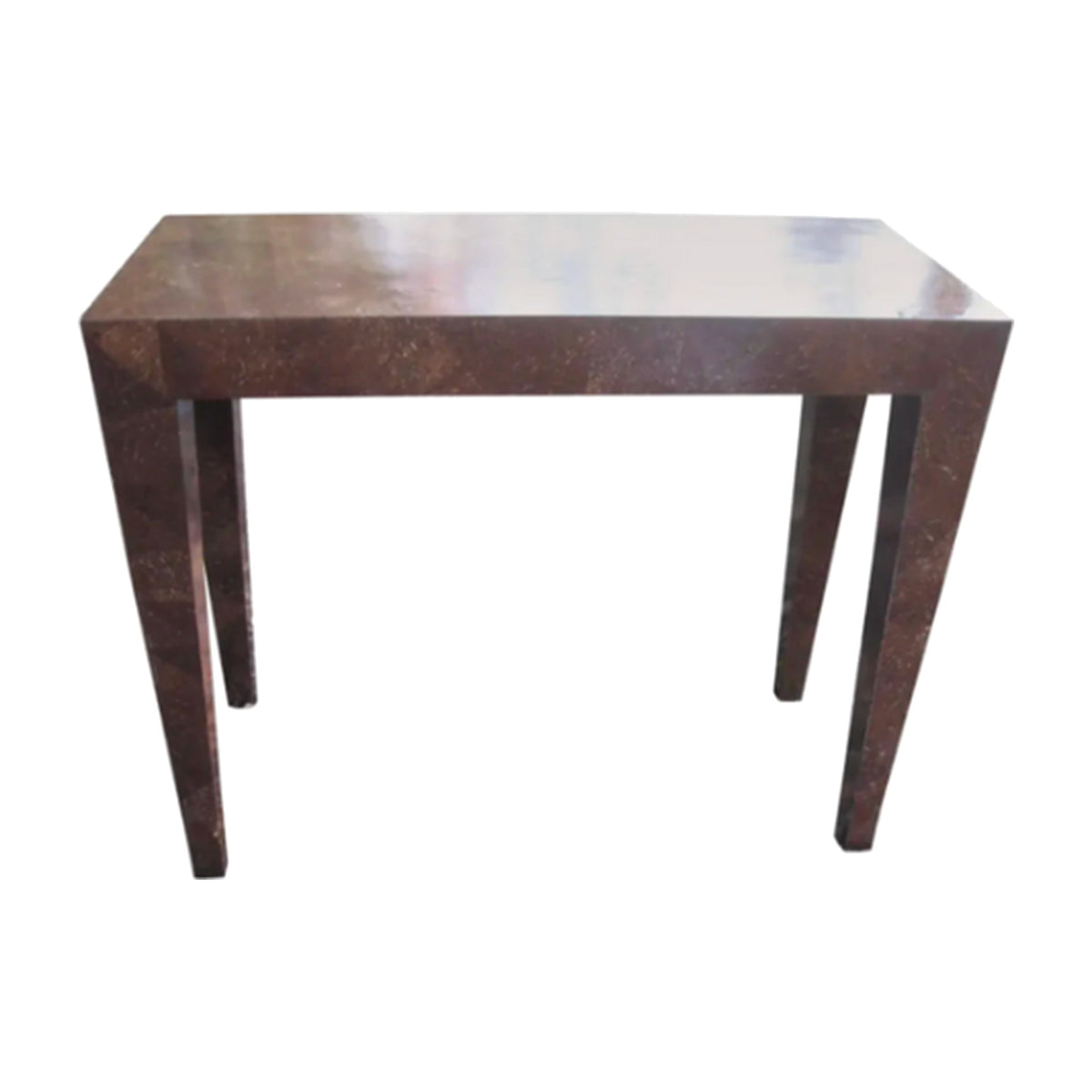 Vintage Coconut Veneer Console Table on a white background