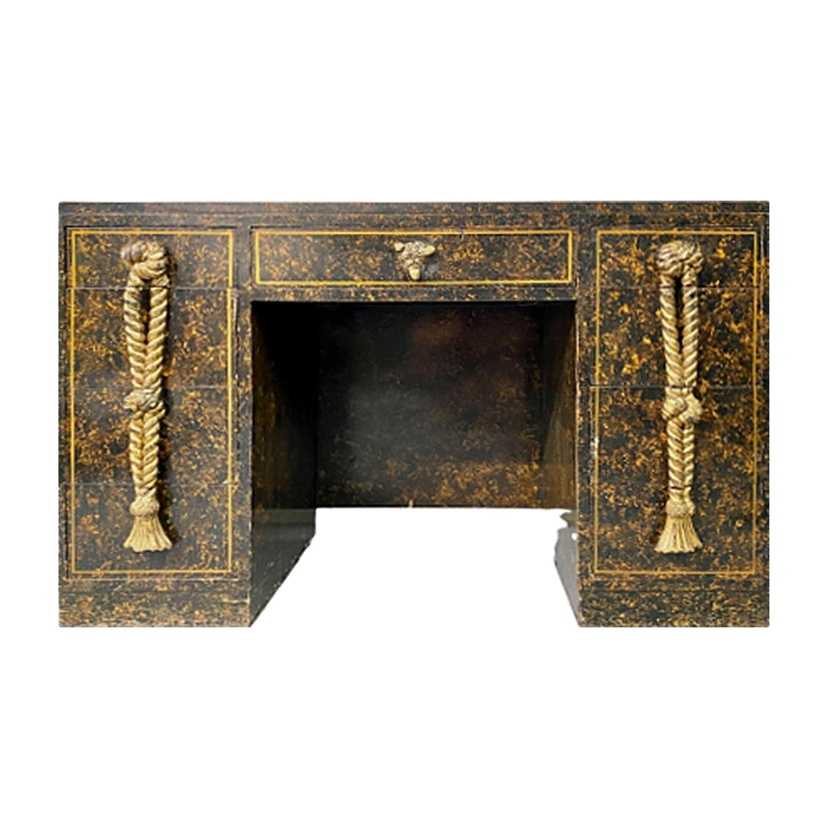 Vintage Frances Elkins Faux Tortoise Desk on a white background
