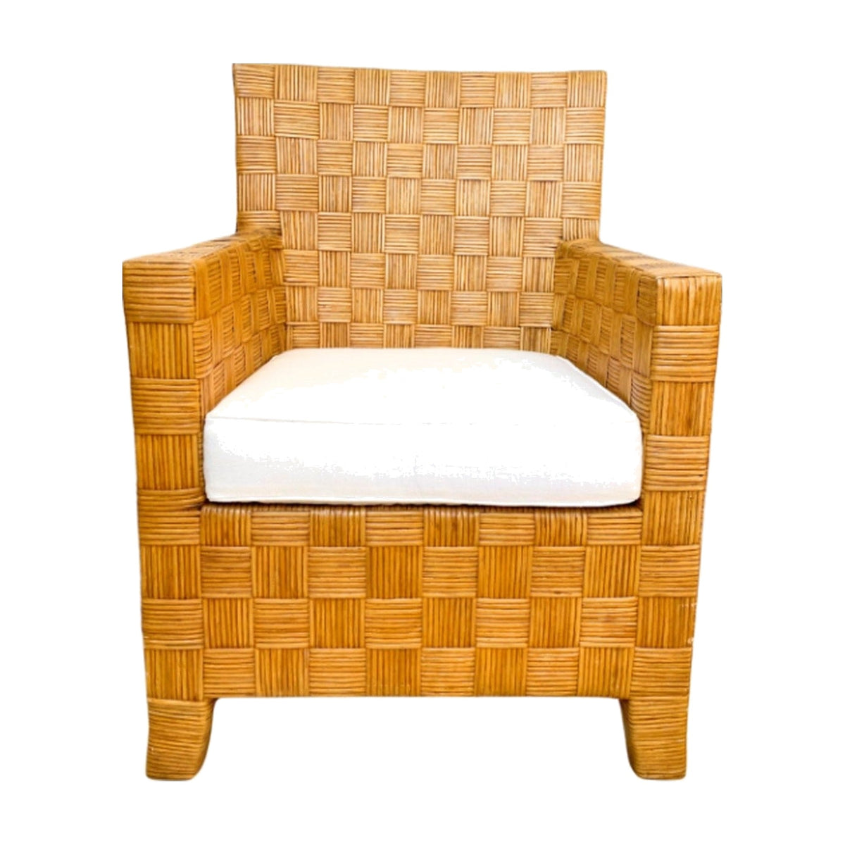 Vintage Woven Rattan Armchair on a white background