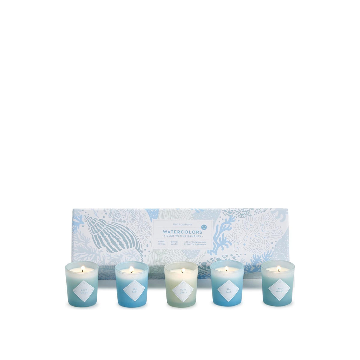 Watercolors Scented Candle Box, shown on a white background