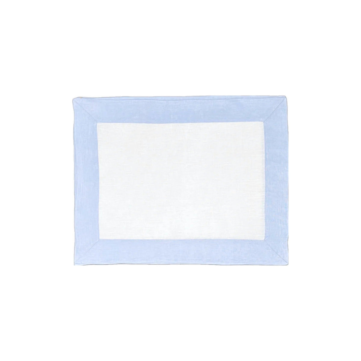 White Linen Placemat With Blue Border, Set of 4, shown on a white background