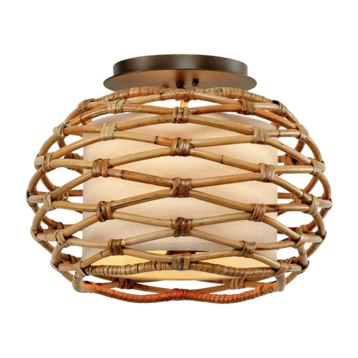Woven Rattan Hanging Pendant ceiling light on white