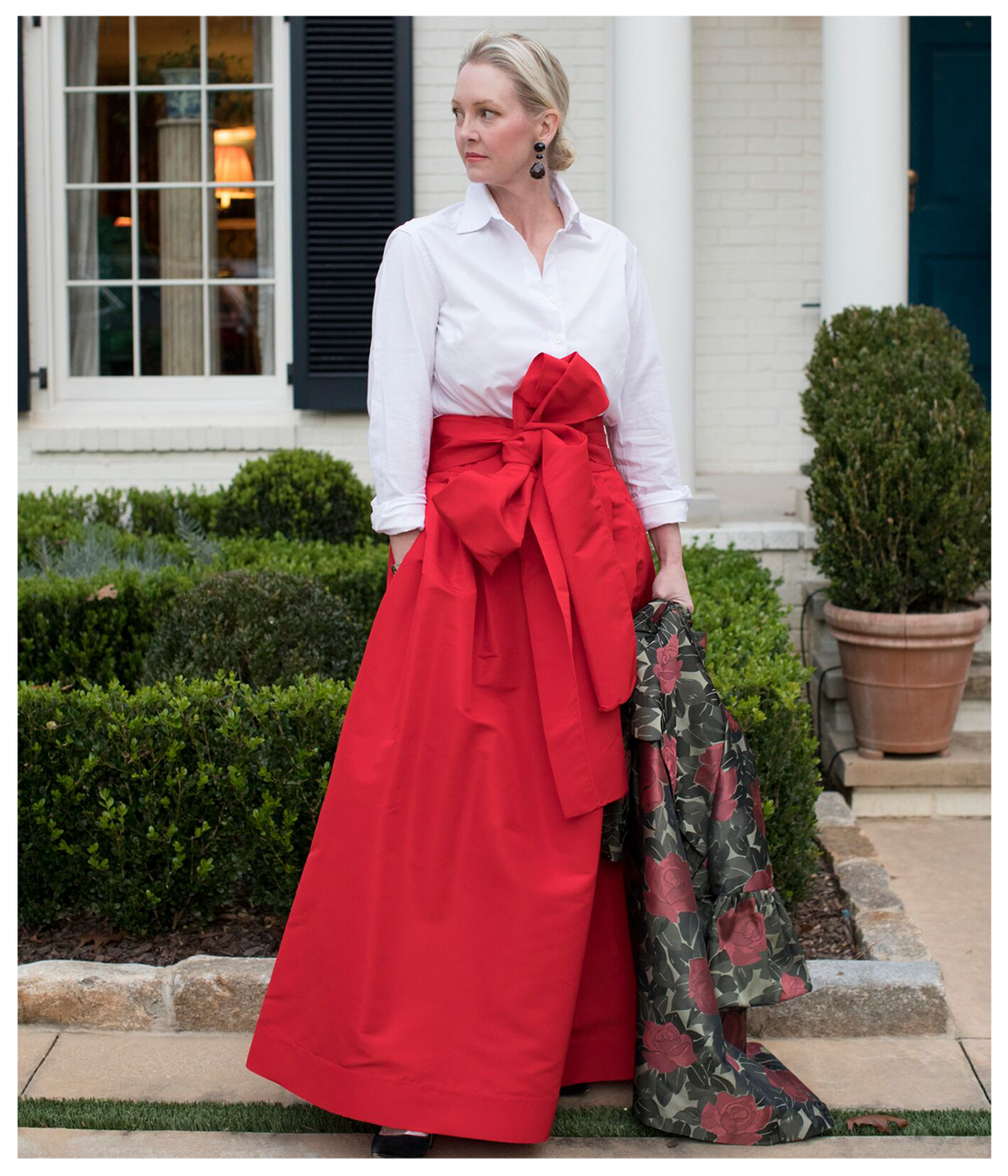 Taffeta Shirt Gown With White Top and Bright Color Skirt – Terijon.com