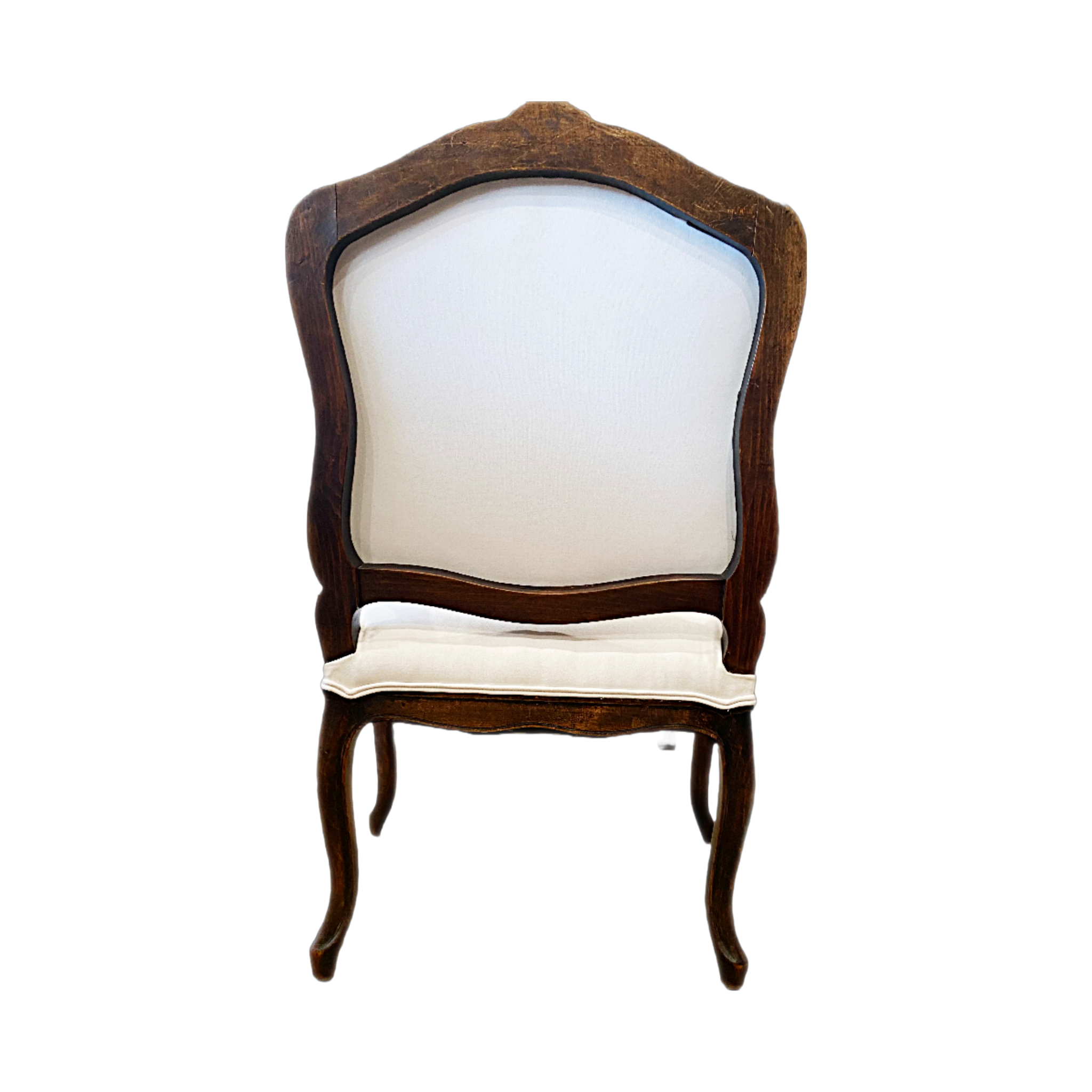 Antique French Provincial Bergere Chair Newly Upholstered in White Nailhead Fabric